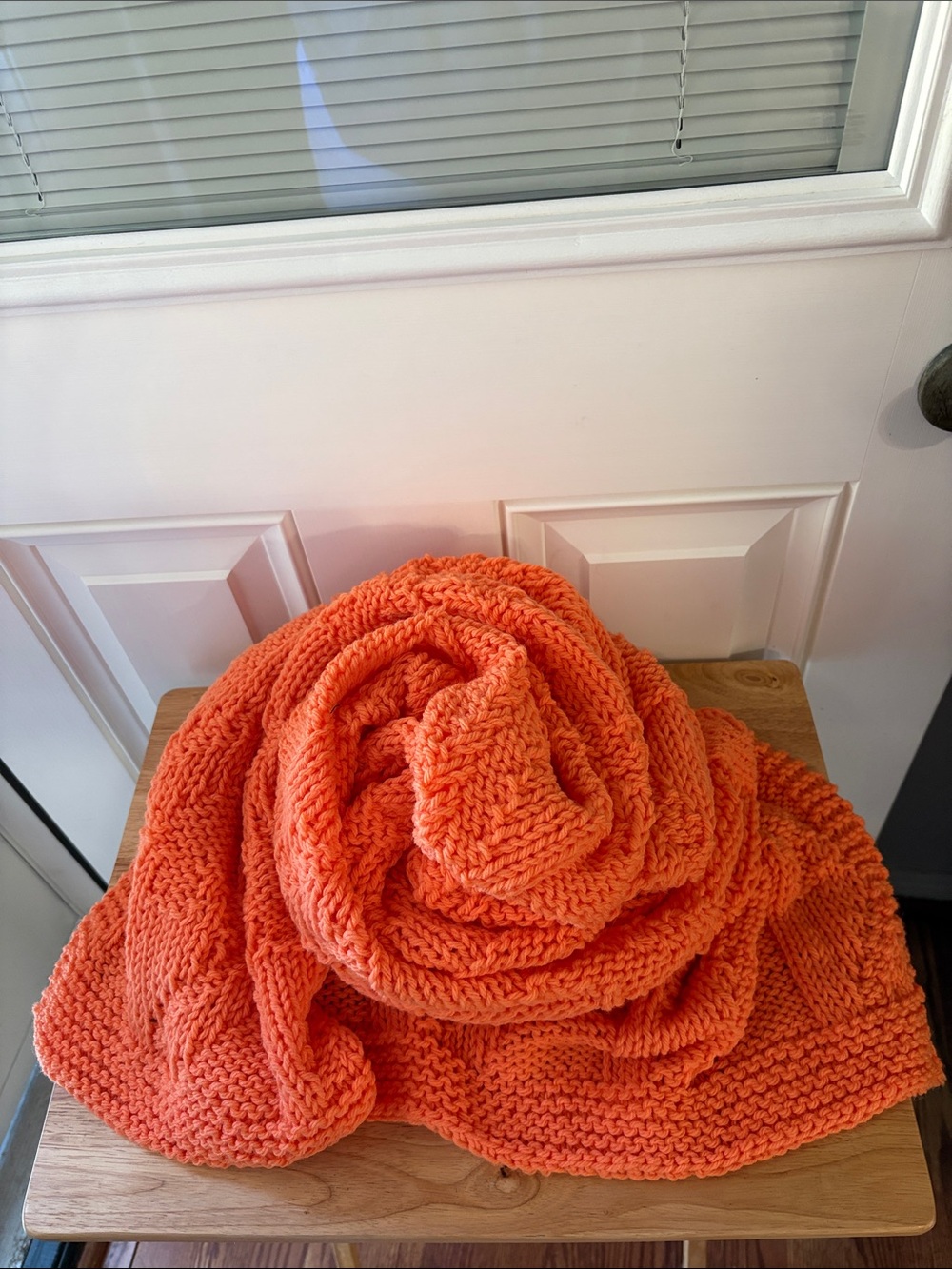 NWOT-Handmade Orange Knit Throw Blanket - Cozy Home Accent 60 x 40